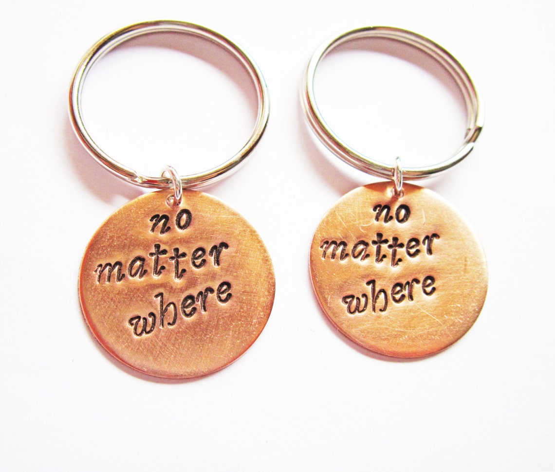 2 Personalized Best Friend Keychains Keyrings No Matter Where Etsy