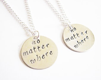 2 sisters necklace long distance handstamped necklace personalized jewelry gift for best friends best friend jewelry friendship bff necklace