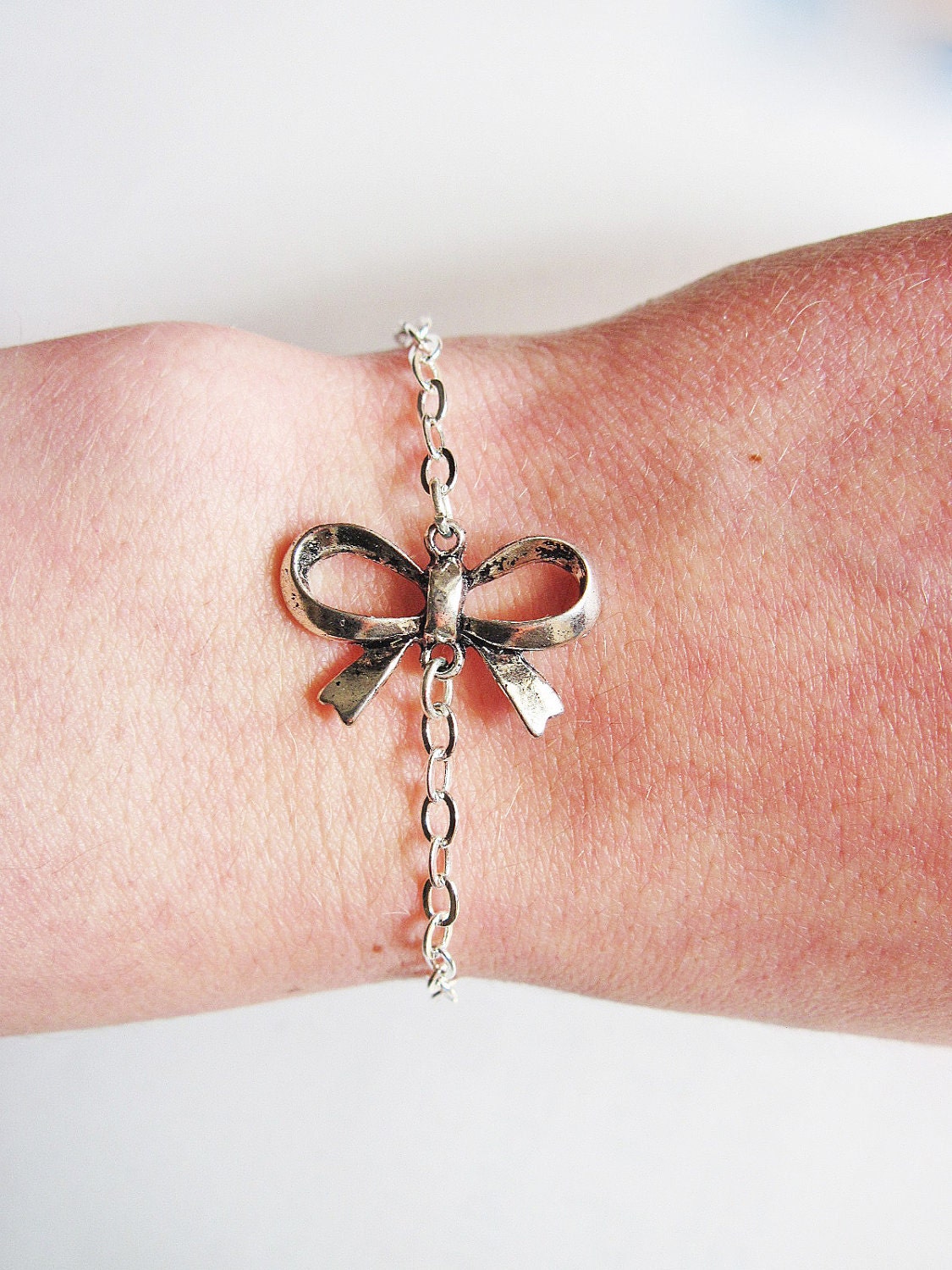 Bow Bracelet Silver Bow Bracelet Sideways Bow Bracelet Bow Etsy