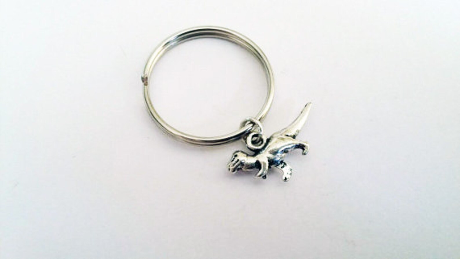 Dinosaur Keychain Trex Keychain Silver Keychain T Rex Etsy