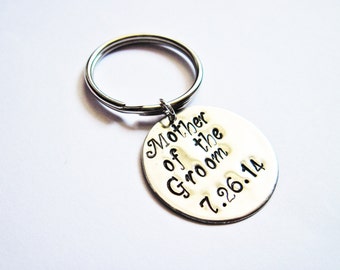 Mother of the Groom Keychain, Gift for Mother In Law, Personalized Key Chain with Wedding Date, grooms mom, mil keychain, wedding gift