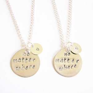 2 best friend necklace long distance initial necklace personalized jewelry gift for best friends best friend jewelry friendship bff necklace