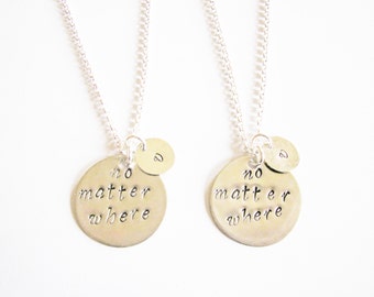 2 best friend necklace long distance initial necklace personalized jewelry gift for best friends best friend jewelry friendship bff necklace