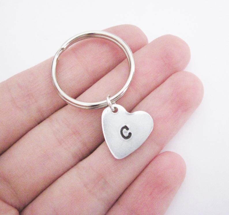 Personalized Heart Keychain Initial Keychain Custom Etsy