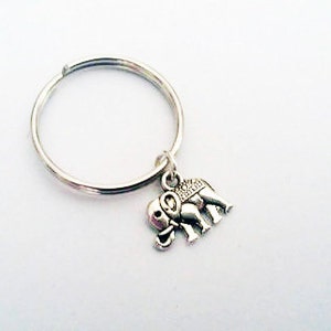 Tiny elephant keychain, silver keychain, elephant charm, ornate elephant key ring indian elephant key chain animal keychain elephant key fob