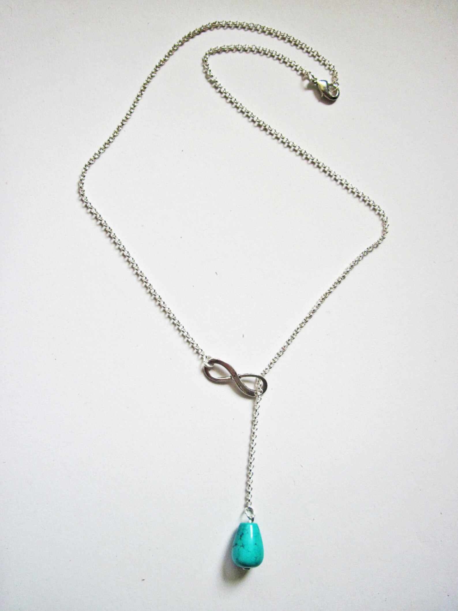 Turquoise Necklace Lariat Necklace Infinity Necklace - Etsy