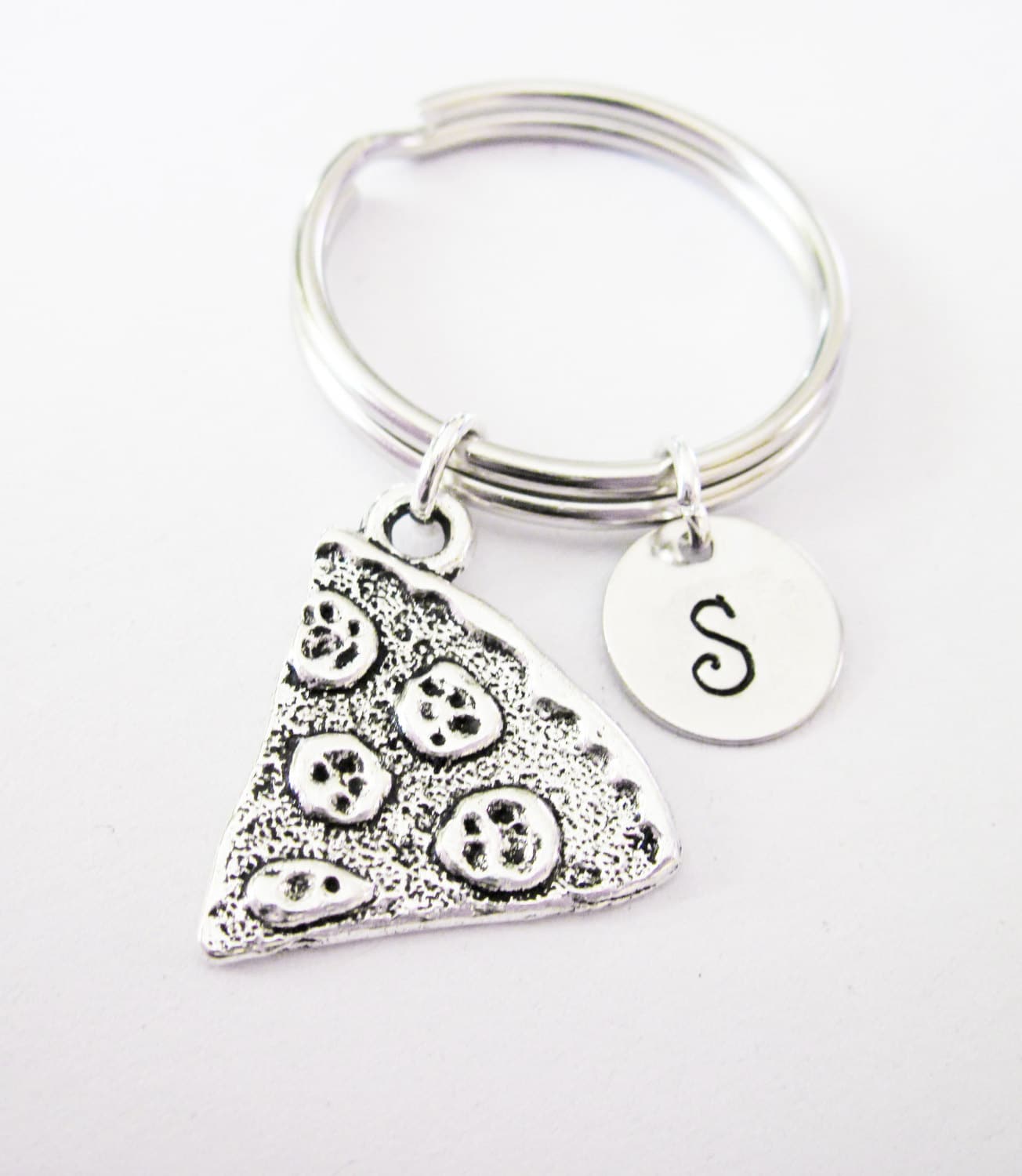Pizza Keychain Pizza Friendship Keychain Initial Keychain Etsy