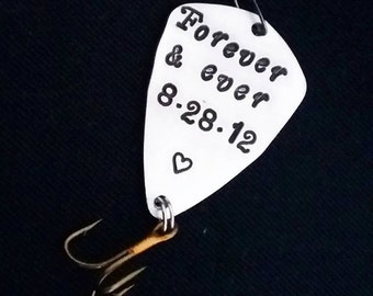 Custom Fishing Lure, Mens Personalized Fishing Lure Forever & Ever, Copper Aluminum Brass Anniversary Fiancé Husband Boyfriend gift, spoon