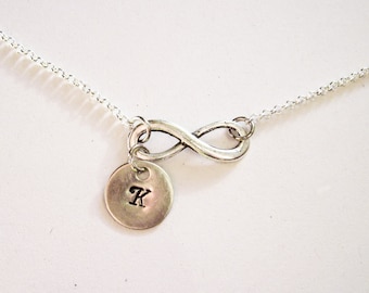 Infinity necklace, personalized necklace, silver infinity necklace, initial necklace, mother necklace, custom initials, engraved initials