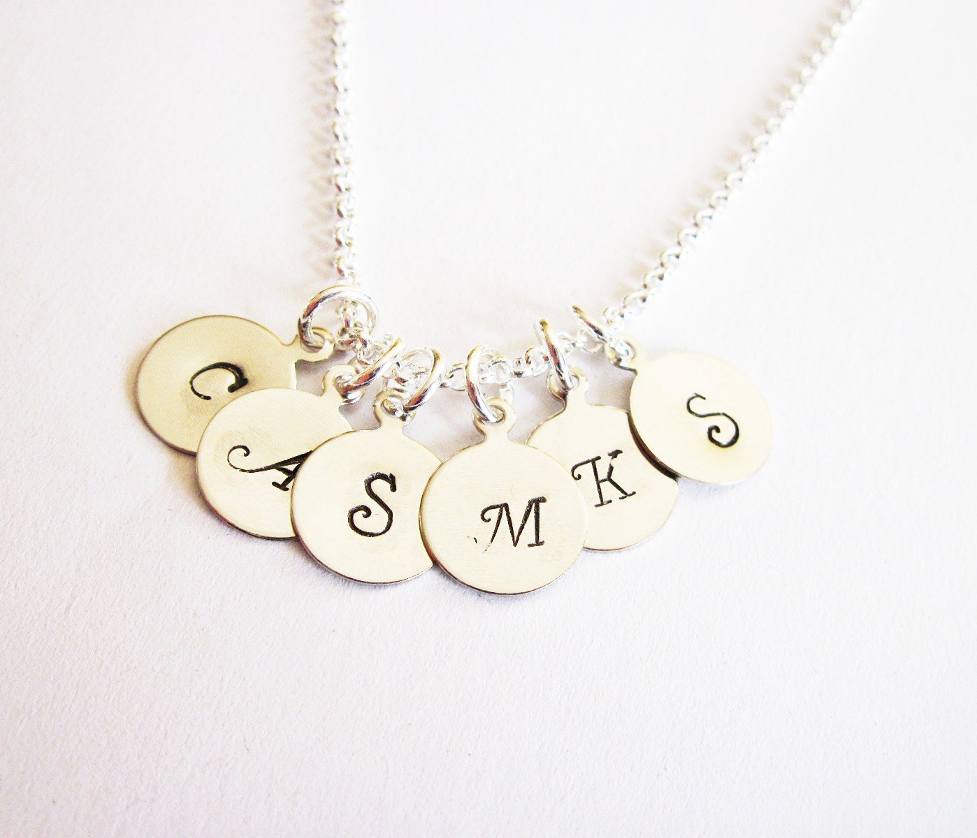 Custom Six Initials Necklace Hand 