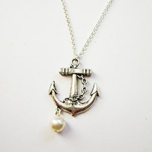 anchor dainty necklace nautical jewelry / gift fo her under 20usd, Silver Anchor Necklace, anchor pendant, silver necklace anchor jewelery image 1