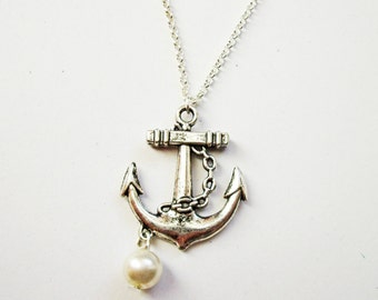 anchor dainty necklace - nautical jewelry / gift fo her under 20usd, Silver Anchor Necklace, anchor pendant, silver necklace anchor jewelery