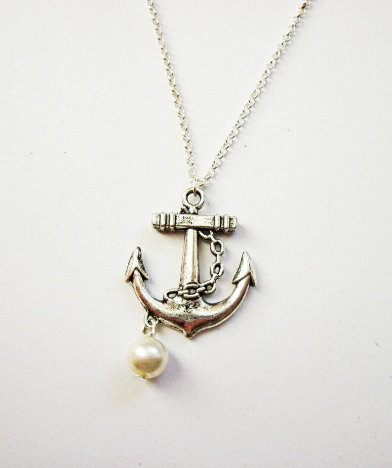 anchor dainty necklace nautical jewelry / gift fo her under 20usd, Silver Anchor Necklace, anchor pendant, silver necklace anchor jewelery image 1