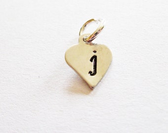 Add initial, personalized heart initial, additional silver initial extra initial initial necklace bracelet tiny heart jewelry hand stamped 1