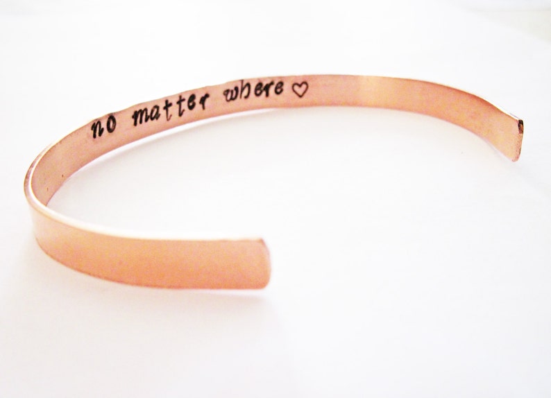 Hidden Message Bracelet, jewelry hand made, inspirational gift friend mother secret message, customizable, copper cuff, no matter where bff image 4