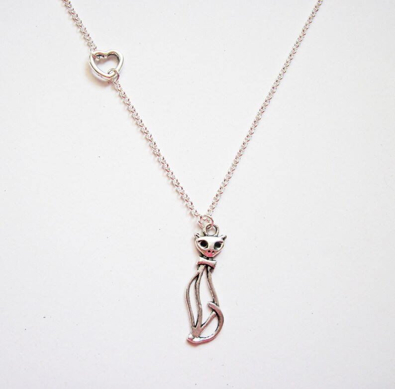 Cat Necklace Silver Cat Necklace Love Cats Jewelry Necklace Etsy