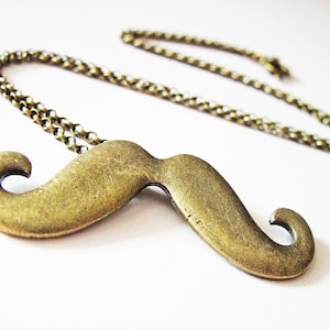 Mustache necklace Moustache, antique bronze lovely stache charm necklace, metal, chain necklace, whimsical, super mario bros inspired, funny