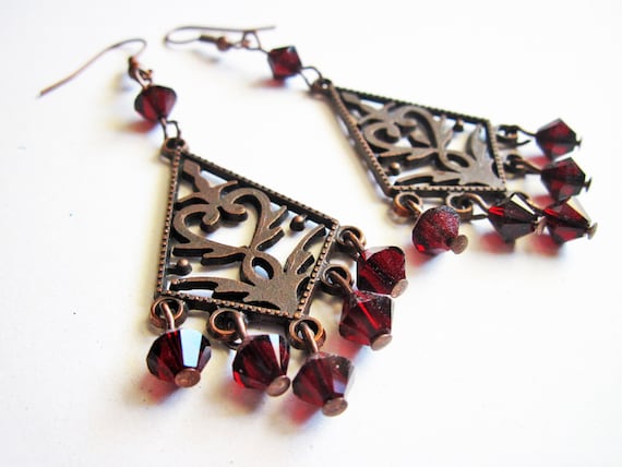 Arabesque Earrings, chandelier earrings, swarovski earrings, beaded earrings, dangle earrings, long earrings, dangle earrings