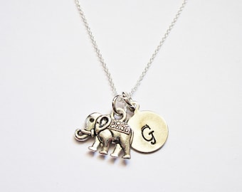 Tiny Sterling Silver Elephant Necklace personalized elephant necklace on Sterling Silver Fine Chain Sterling silver Necklace initial jewelry