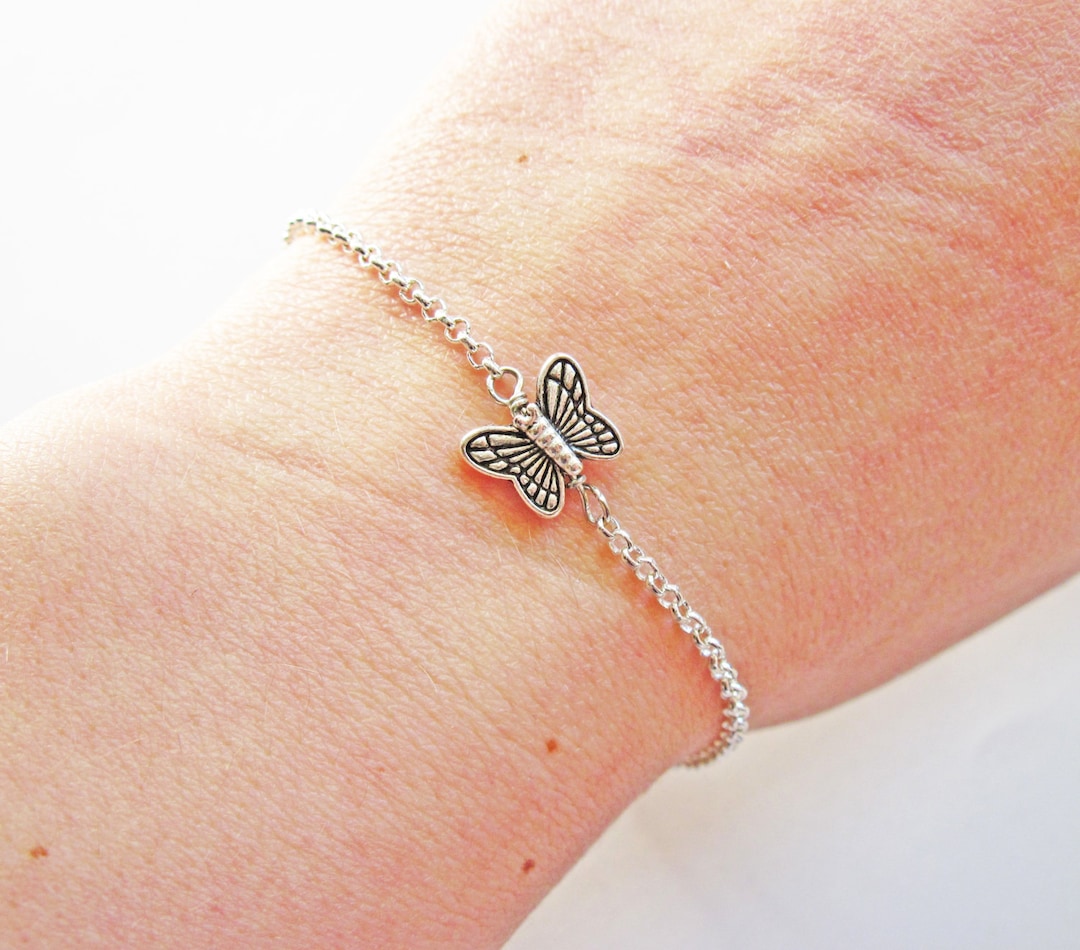 Butterfly Bracelet Dainty Everyday Jewelry, Butterfly Charm Bracelet
