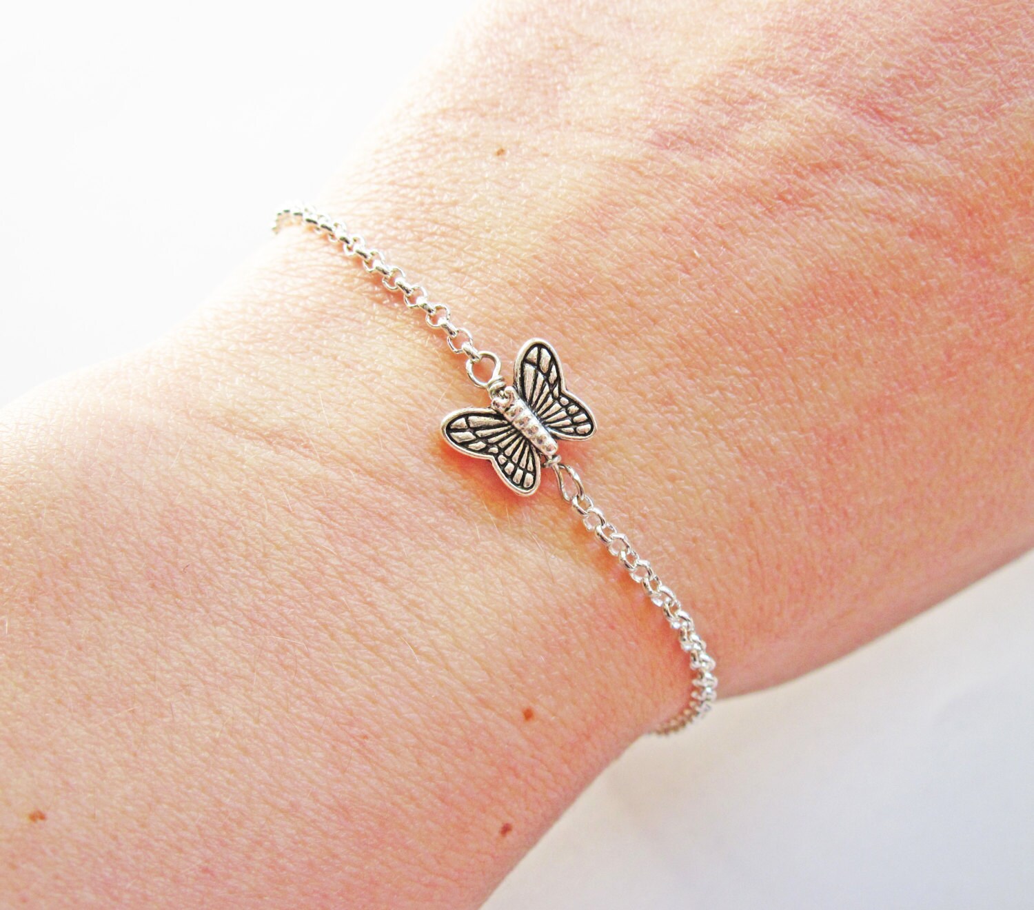 Butterfly Bracelet Dainty Everyday Jewelry Butterfly Charm Etsy