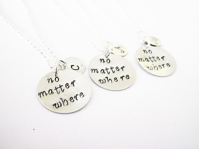 3 best friend necklace long distance, initial necklace personalized jewelry, gift for best friends jewelry friendship three bff necklace image 1