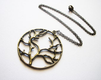 Tree of Life Necklace, Tree of Life pendant on brass Chain, Tree of Life Jewelry, Big Tree of Life Necklace, Long Necklace, yggdrasil