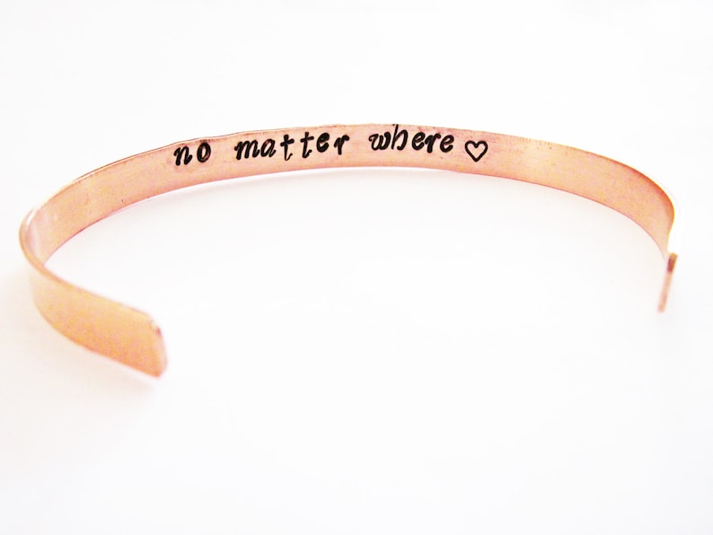 Mother Daughter gift, Hidden Message Bracelet, no matter where, friend mom secret message, customizable, aluminium cuff, copper, brass image 3