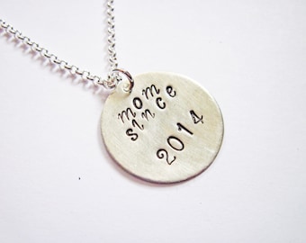 Personalized Mom Necklace, mother necklace, mom gift, mom jewelry, hand stamped necklace, mom since, new mom, new mother