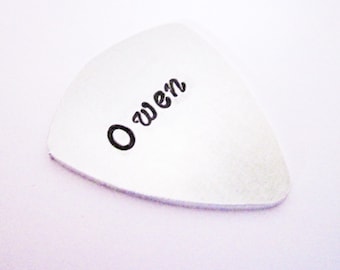 Personalized name Guitar Pick, Hand Stamped Customizable pick, Handstamped for birthday wedding anniversary BFF graduation gifts, aluminium