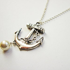 anchor dainty necklace nautical jewelry / gift fo her under 20usd, Silver Anchor Necklace, anchor pendant, silver necklace anchor jewelery image 2