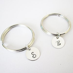 Set of two personalized initial keychains, 2 key chains, initial keyring, best friends keychain, girls accessories, teens keychains, silver