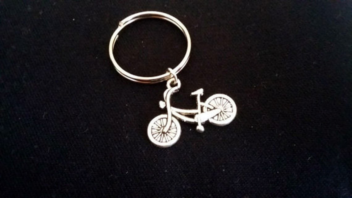 Bicycle Keychain Silver Keychain Bike Charm Bicycle Key Etsy