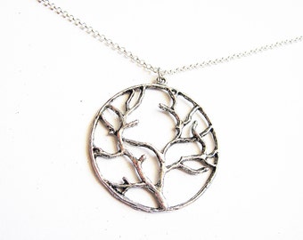 Tree of Life Necklace, Silver Tree of Life pendant on silver Chain, Tree of Life Jewelry, Big Tree of Life Necklace, Long Necklace