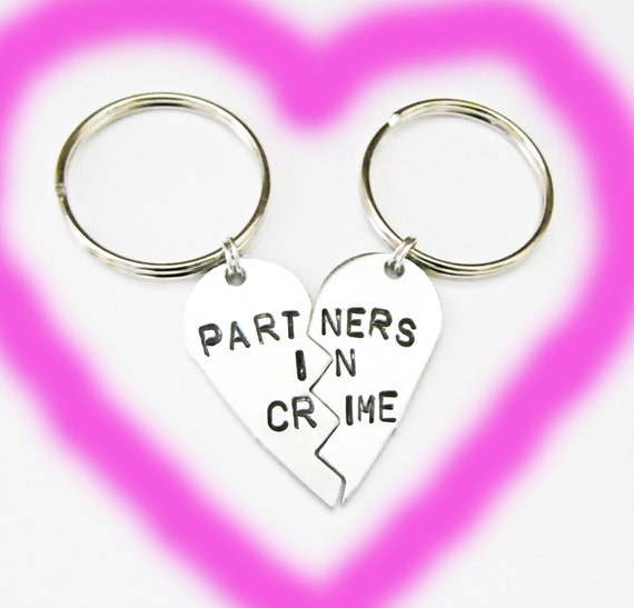 3+Partners+in+Crime+Keyrings+Best+Friends+Keychain+Set+Friendship+Jewelry  for sale online