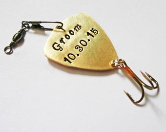 Personalized Fishing Lure, Fishing spoon, Keepsake Lure, Groom Gift, Husband Gift, Wedding Gift, Man Gift, Engraved for him, fishing hook