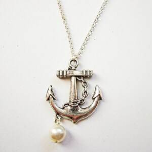 anchor dainty necklace nautical jewelry / gift fo her under 20usd, Silver Anchor Necklace, anchor pendant, silver necklace anchor jewelery image 3