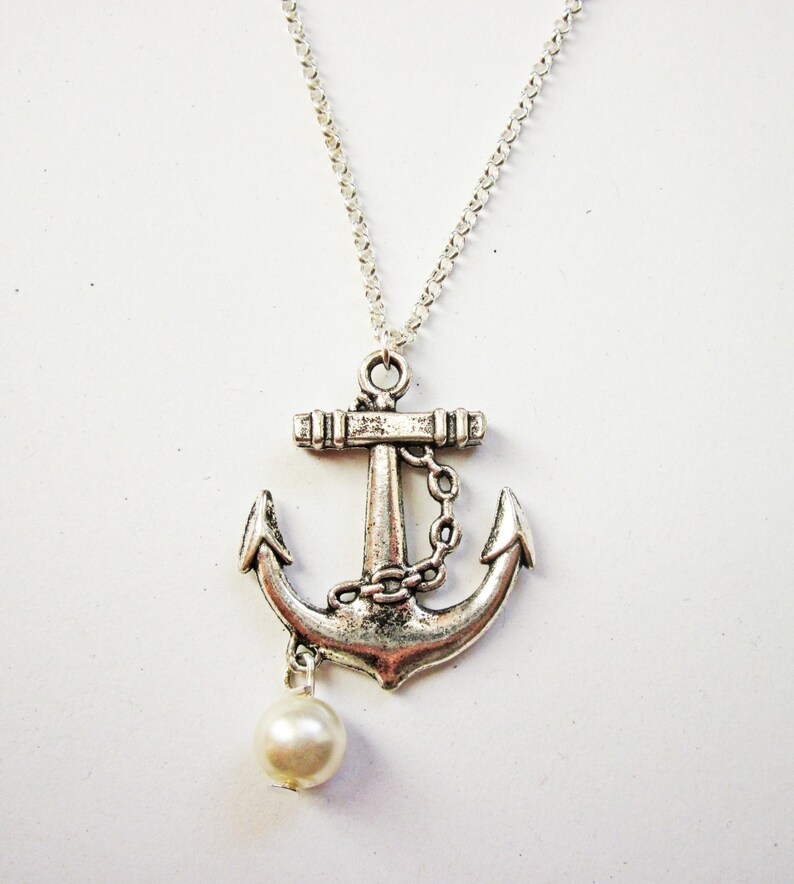 anchor dainty necklace nautical jewelry / gift fo her under 20usd, Silver Anchor Necklace, anchor pendant, silver necklace anchor jewelery image 3