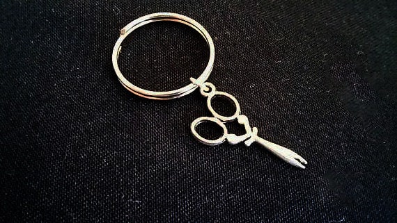 Scissors Keychain, Silver Keychain, Scissors Charm, Sewing Key