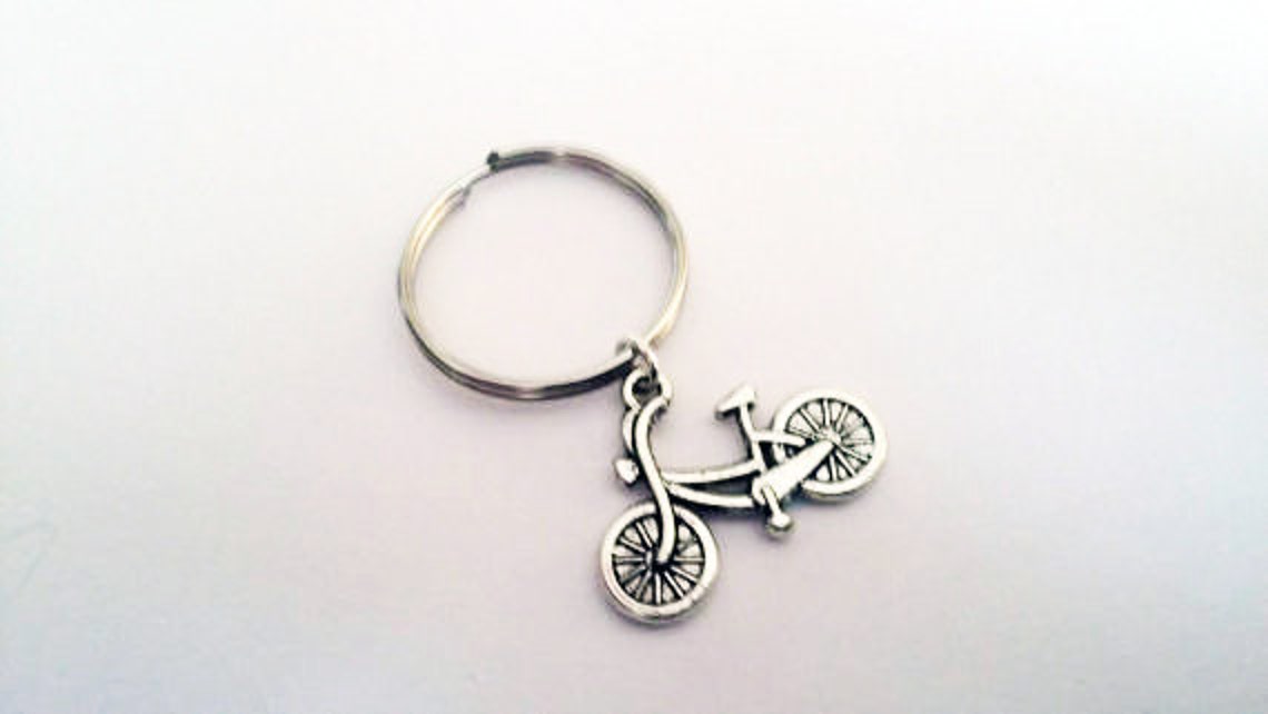 Bicycle Keychain Silver Keychain Bike Charm Bicycle Key Etsy