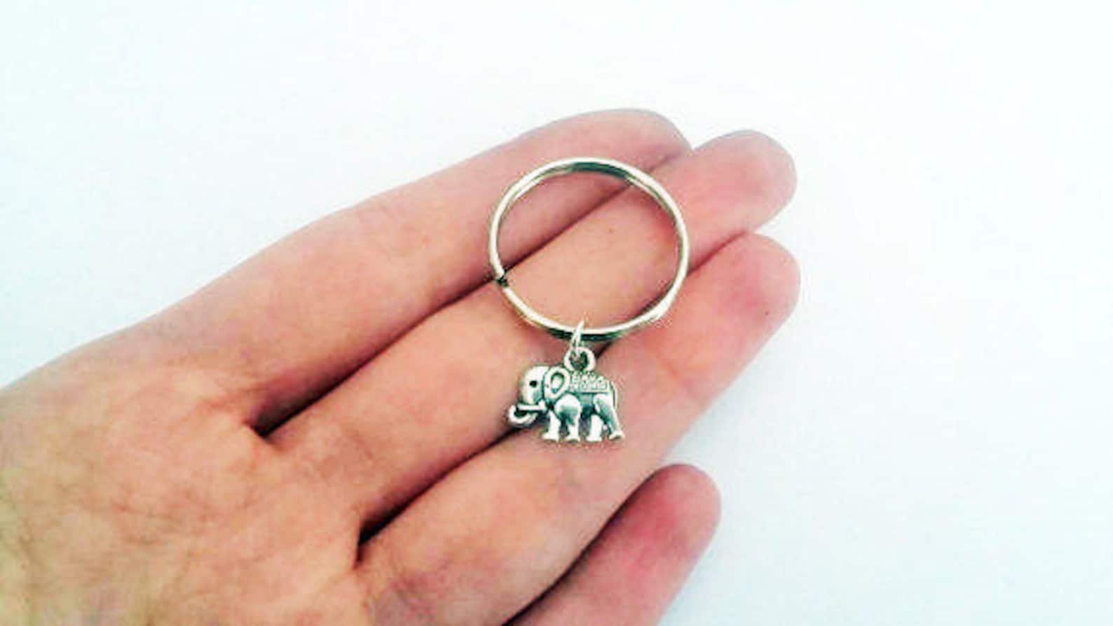 Elephant Key Chain Silver Keychain Elephant Charm Elephant Etsy