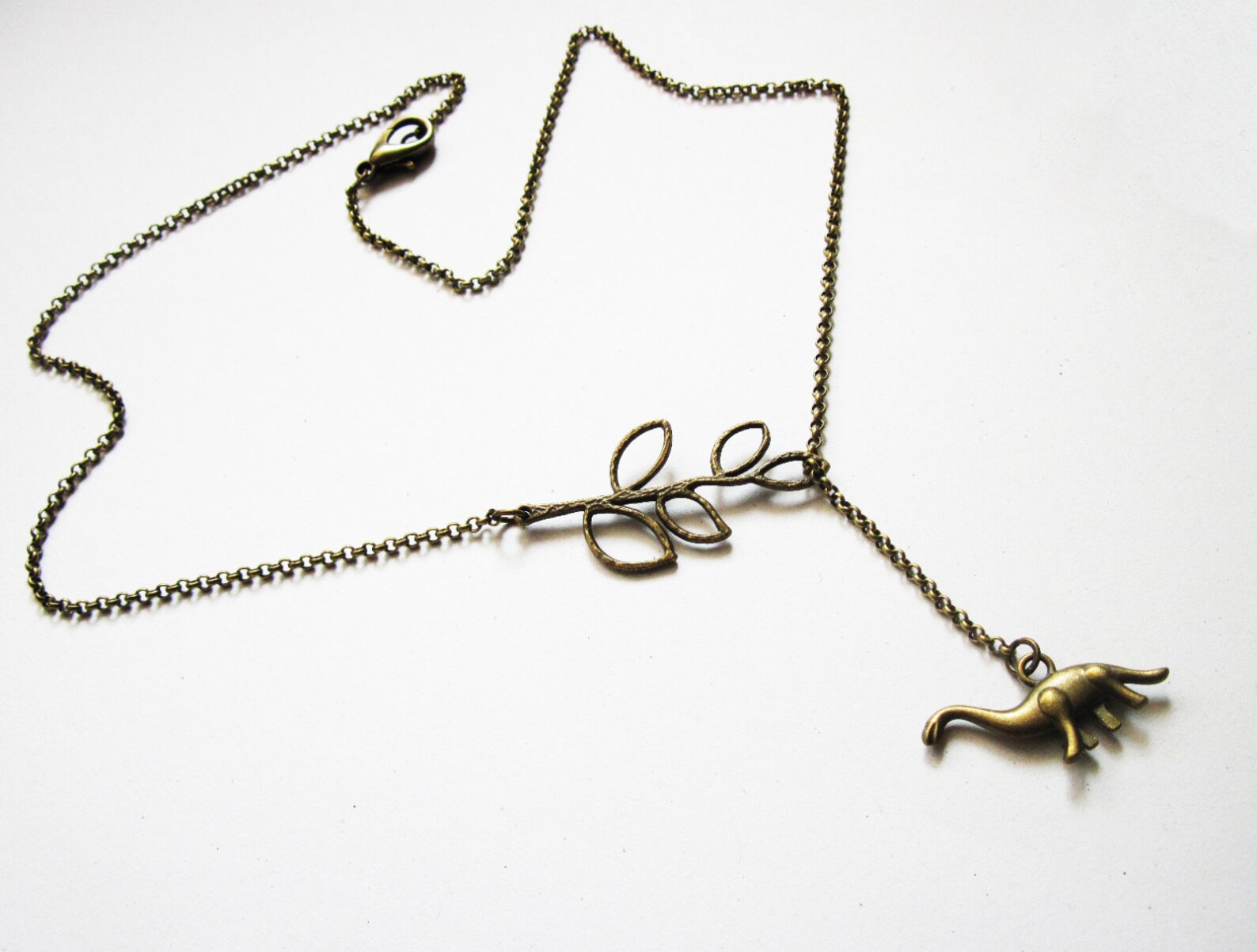 Dinosaur Necklace Lariat Necklace Branch Necklace Animal Etsy