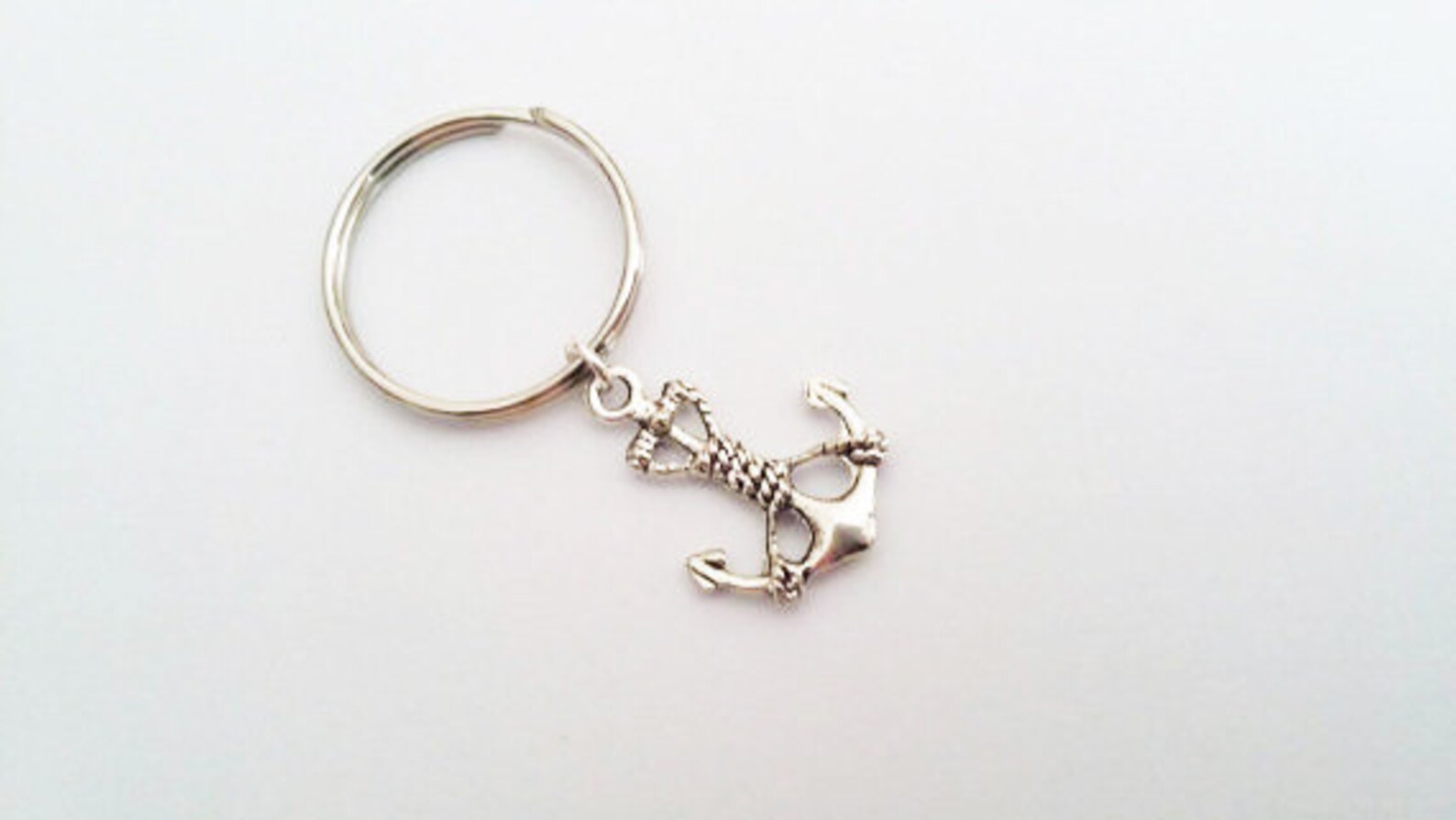 Anchor Keychain Roped Anchor Charm Silver Keychain Silver Etsy