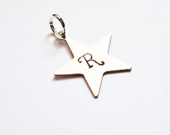 Star pendant, tiny star, initial pendant, initial charm, silver charm, silver star, add on, extra initial, children initial, capital letters