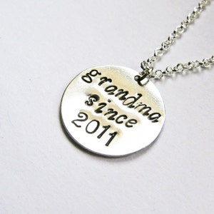 Established Necklace For Grandma, Grandmother Necklace, New Grandma Gift, Grandma Since, hand stamped necklace, grandmother jewelry, year