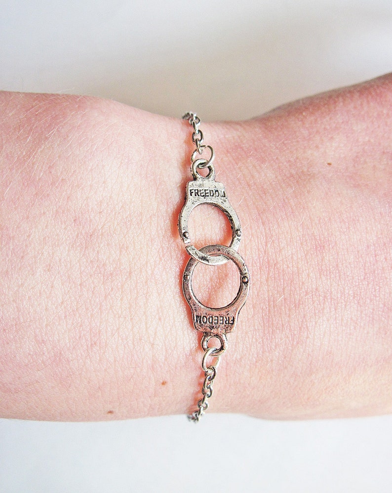 Hand cuff Bracelet, Handcuff bracelet, Hand cuff jewelry, Handcuffs charm, Police, cops, whimsical, urban image 3