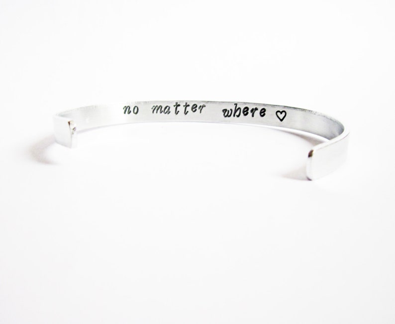 Mother Daughter gift, Hidden Message Bracelet, no matter where, friend mom secret message, customizable, aluminium cuff, copper, brass image 1