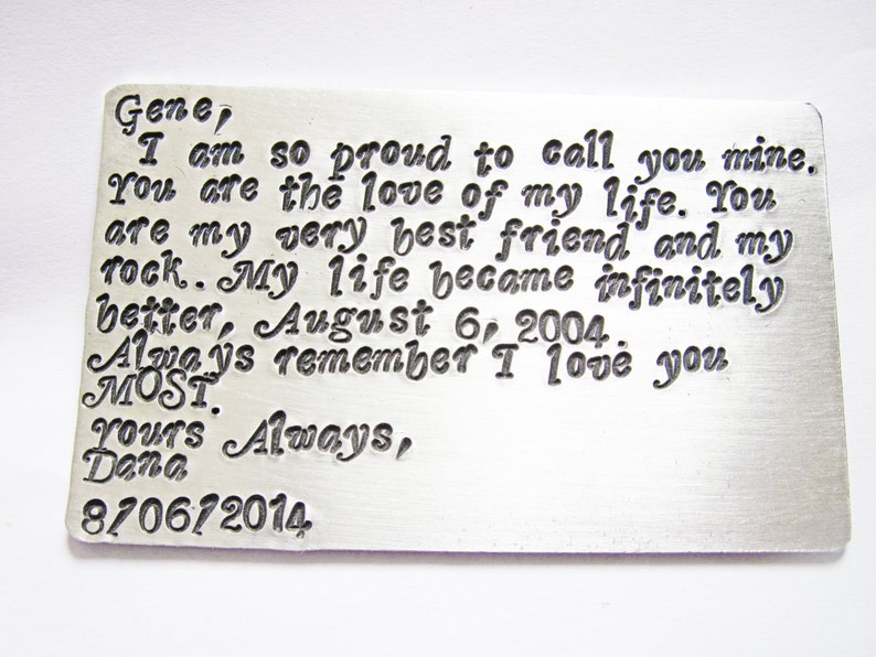Metal Wallet Card Custom Personalized Wallet Insert Engraved Etsy