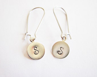 Personalized Initials Earrings, personalized earrings, initial earrings, engraved earrings, hand stamped earrings, custom earrings silver