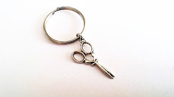 Scissors Keychain, Silver Keychain, Scissors Charm, Sewing Key Ring,  Seamstress Key Chain, Hair Stylist Keychain, Hairdresser Key Fob, Gift 